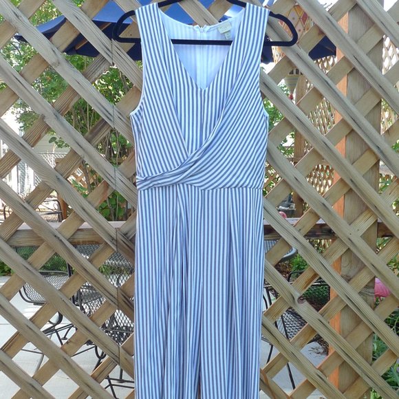 STRIPE DRAPE FRONT JUMPSUIT - Picture 2 of 7